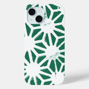 Sage green and white geometric pattern iPhone 15 case