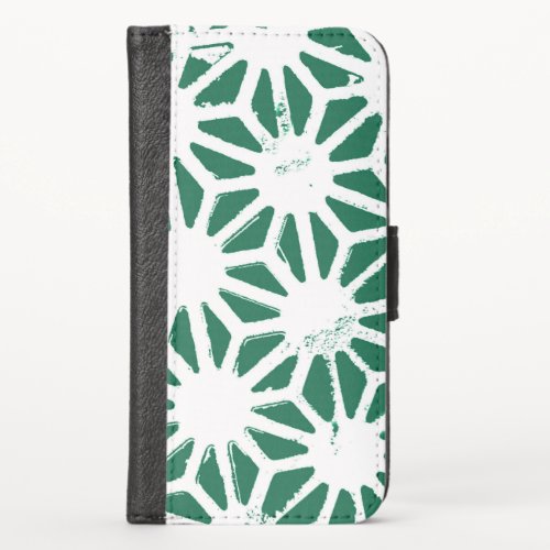 Sage green and white geometric pattern iPhone wall iPhone X Wallet Case