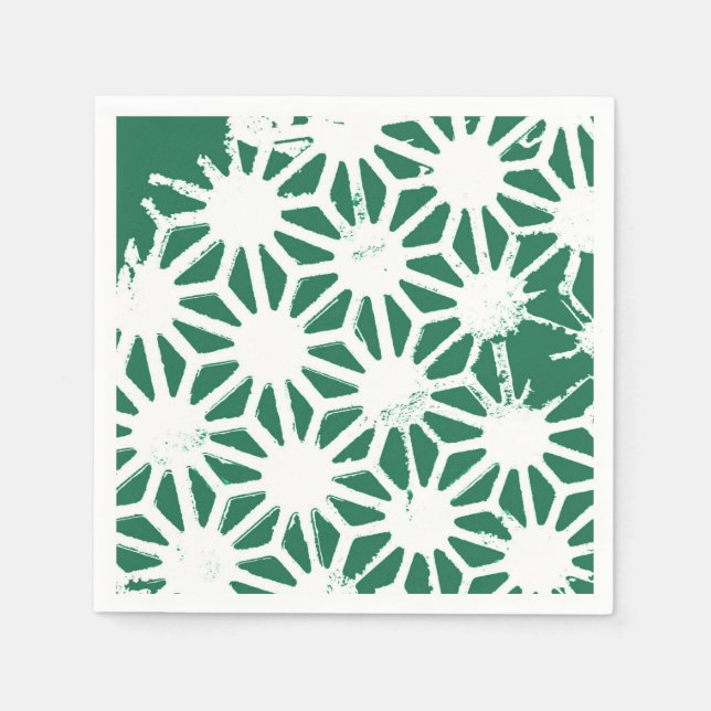 Sage green and white geometric pattern napkins (Front)