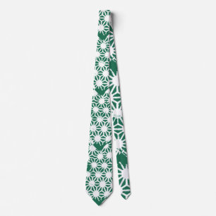 Sage green and white geometric pattern neck tie