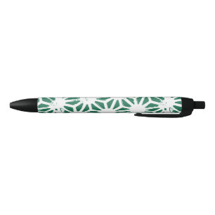 Sage green and white geometric pattern pen