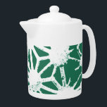 Sage green and white geometric pattern teapot<br><div class="desc">Sage green and white geometric pattern</div>
