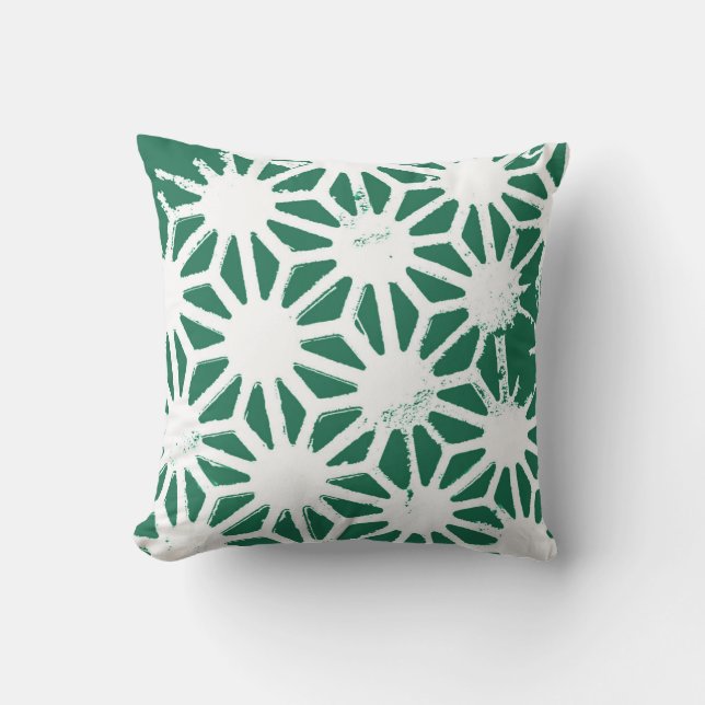 Sage green and white geometric pattern throw pillow (Front)