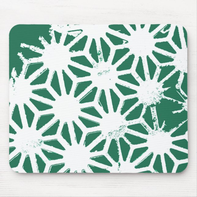 Sage green and white geomettric pattern mouse pad (Front)