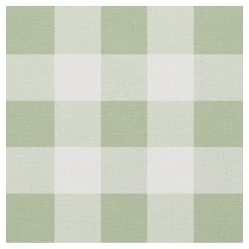 Sage Green and White Gingham Pattern Fabric