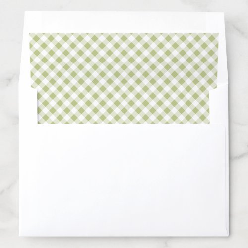 Sage Green and White Gingham Plaid Pattern Envelope Liner