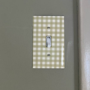 Sage Green and White Gingham Plaid Patterned Light Switch Cover