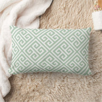 Sage Green and White Greek Key Pattern