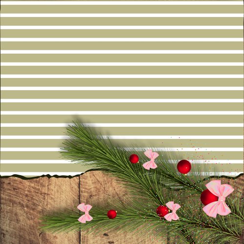 Sage Green and White Horizontal Striped Wrapping Paper