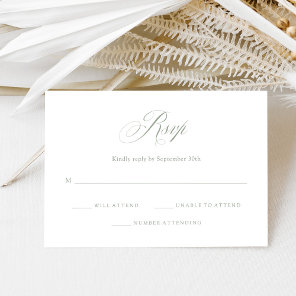 Sage Green and White | Italian Elegance Wedding RSVP Card