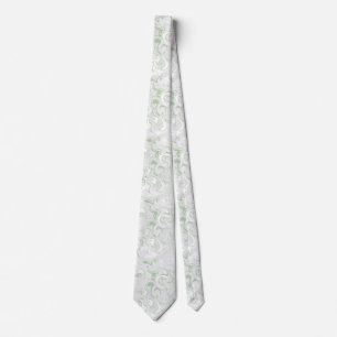 Sage Green and White Marbled Abstract  Neck Tie