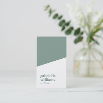 Sage Green And White Minimalistic Design Business Card by artOnWear at Zazzle