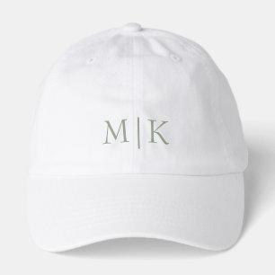 Sage Green and White Modern Monogram Hat