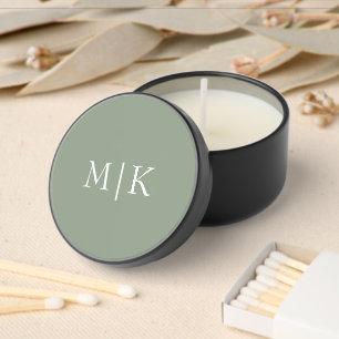 Sage Green and White   Modern Monogram Mini Candle Favors