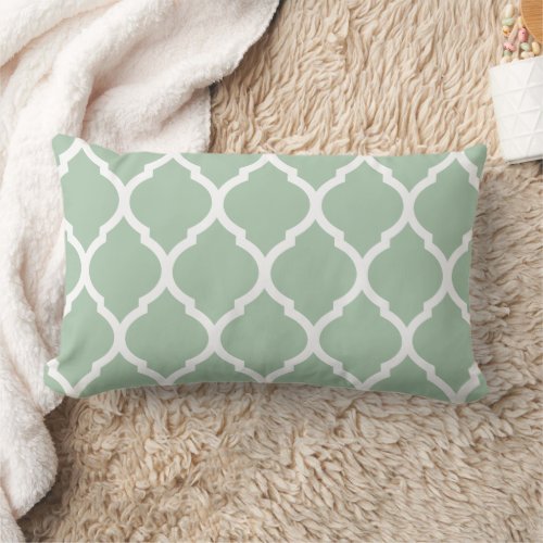 Sage Green and White Moroccan Pattern Lumbar Pillow