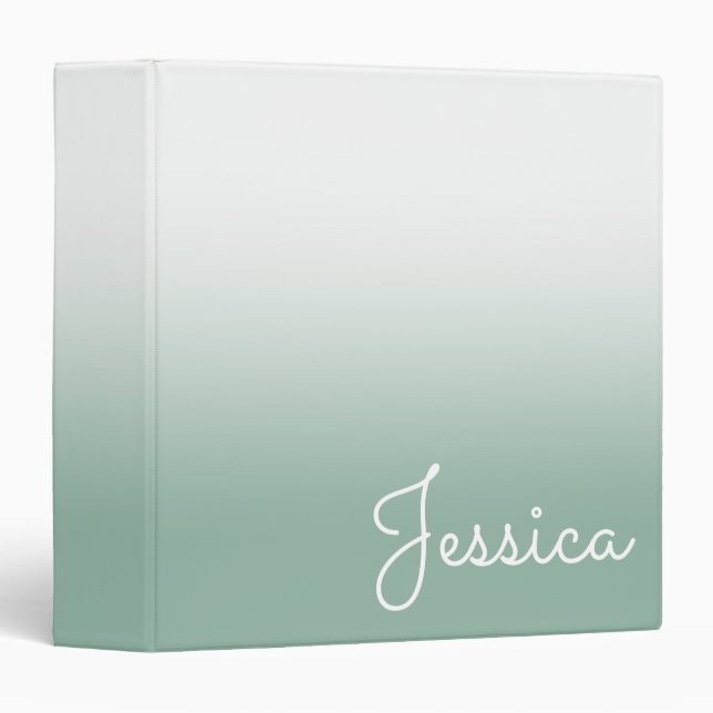 Sage Green and White Ombre 3 Ring Binder (Front/Spine)