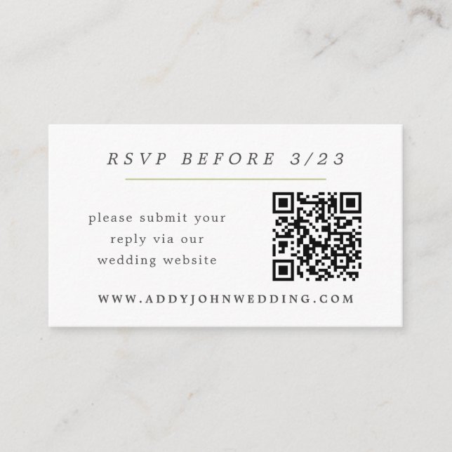 Sage Green and White Online RSVP Insert Card (Front)