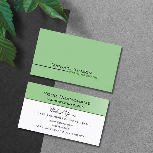 Sage Green and White Simple Modern Professional Business Card