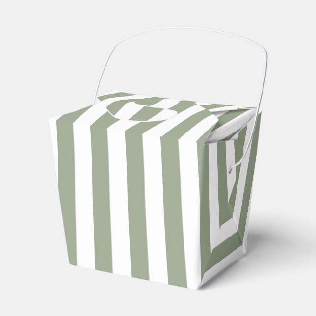 Sage Green and White Stripe Thank You Favor Boxes (Front Side)