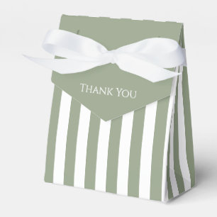 Sage Green and White Stripe Thank You Favor Boxes