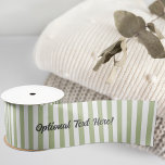 Sage Green and White Striped - Add Own Text to Satin Ribbon