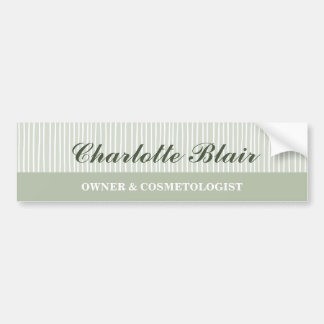 Sage Green and White Striped Personalized  Bumper Sticker