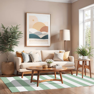Sage Green and White Stripes Rug