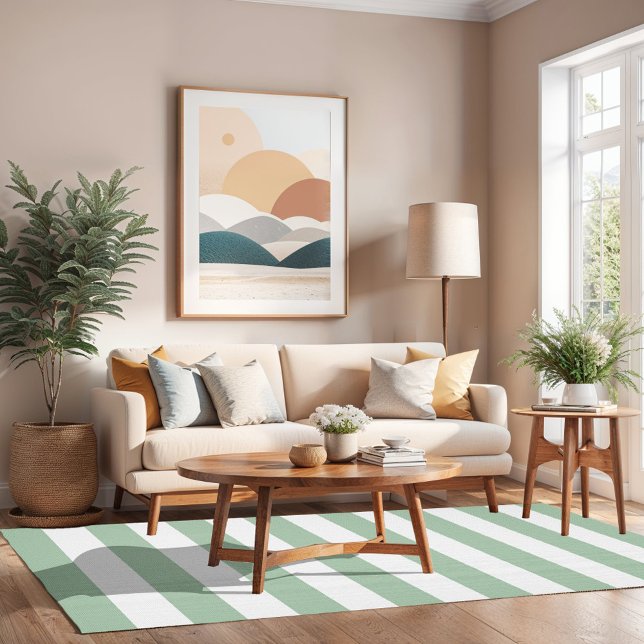 Sage Green and White Stripes Rug (Creator Uploaded)