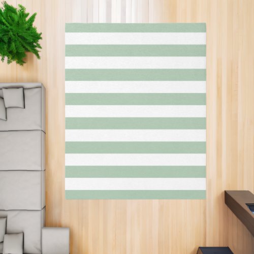 Sage Green and White Stripes Rug