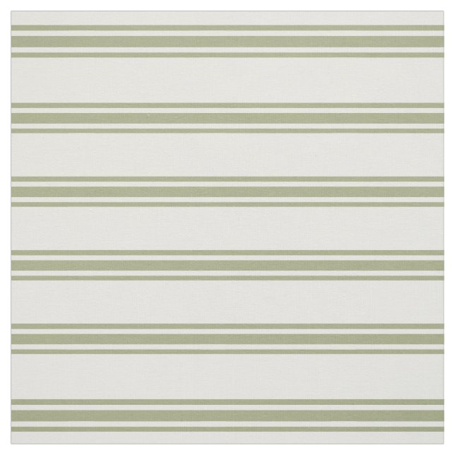 Sage Green and White Ticking Stripes Fabric (Swatch)