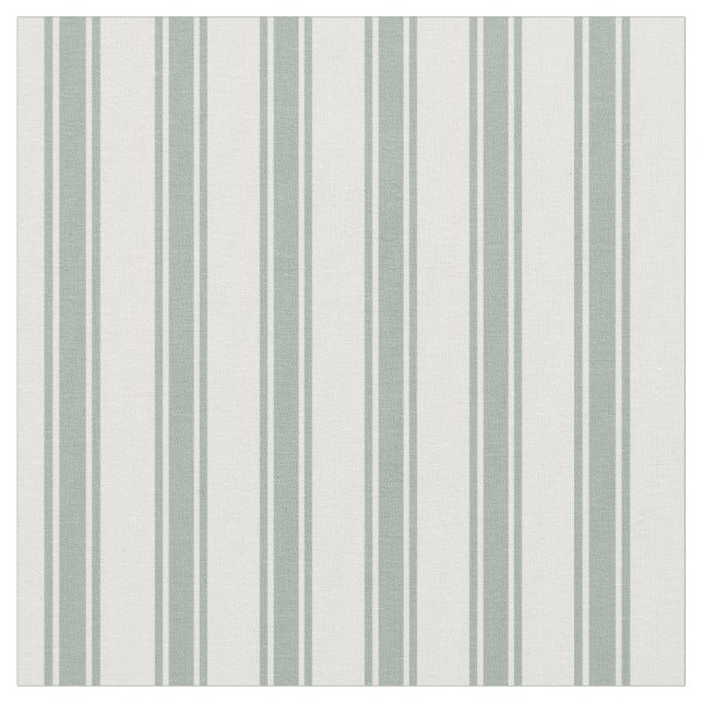 Sage Green and White Ticking Stripes Fabric (Close Up)