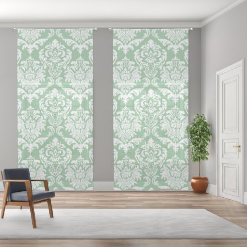 Sage Green and White Vintage Damasks Pattern Sheer Curtains