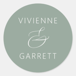 Sage Green and White Wedding Envelope Seals