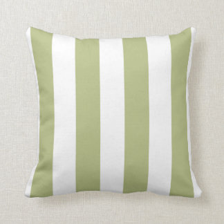 Sage Green and White Wide Stripes Throw Pillow