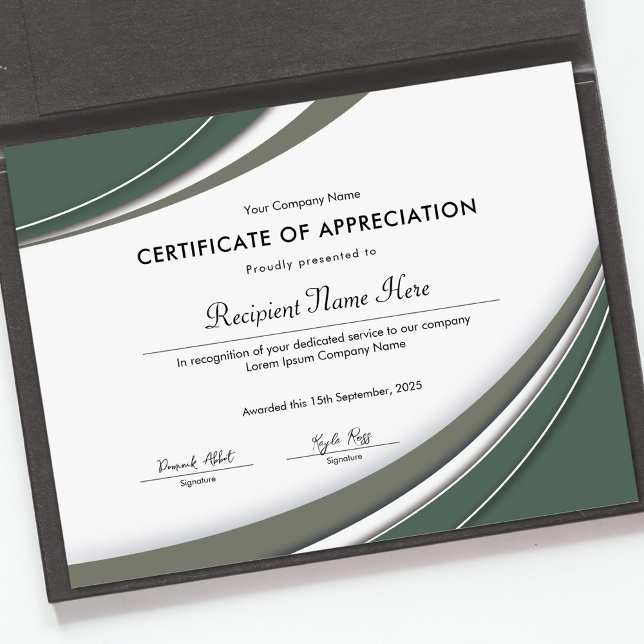 Sage Green Appreciation Certificate (Certificate of Appreciation)