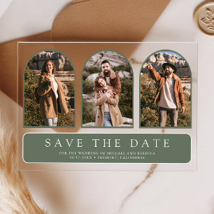 Sage Green Arch 3 Photo Wedding Save the Date