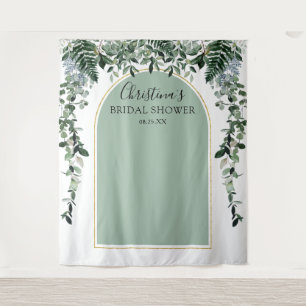 Sage Green Arch Botanic Bridal Shower photo booth Tapestry