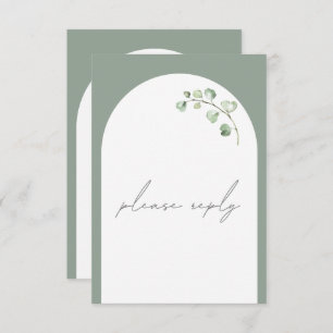 Sage Green Arch Botanical Wedding Meal Choices RSVP Card
