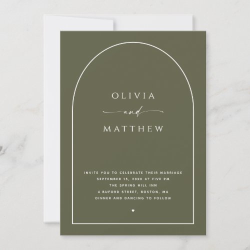 Sage green arch Elegant minimalist wedding QR Invitation