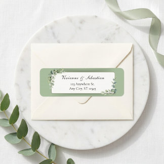 Sage Green Arch Eucalyptus Wedding Return Address Label