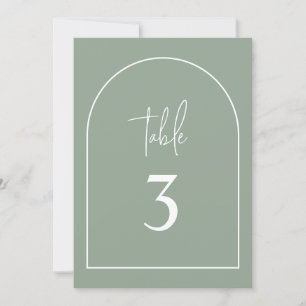Sage Green Arch Minimal Baptism Table Number