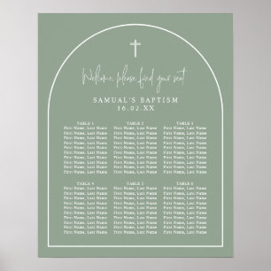 Sage Green Arch Minimalist Baptism Seating Chart