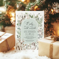 Sage Green Arctic Animals Winter Baby Shower