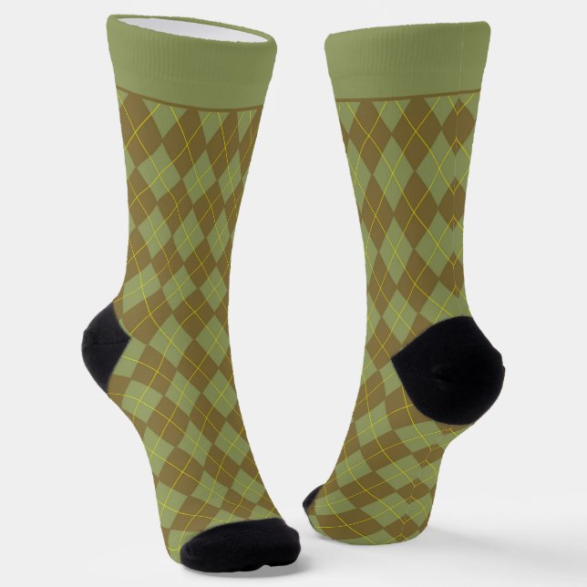 Sage Green Argyle Pattern Socks (Angled)