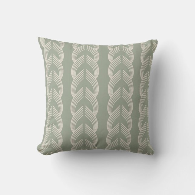 Sage Green Art Deco Arch Luxury Pattern Throw Pillow (Front)