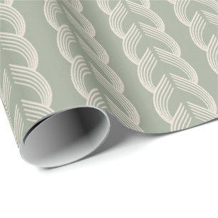 Sage Green Art Deco Arch Luxury Pattern Wrapping Paper