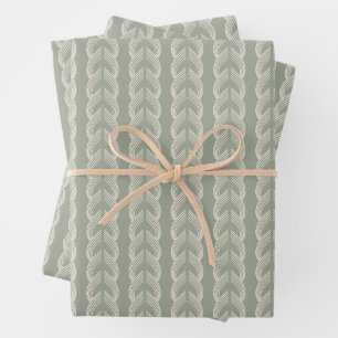Sage Green Art Deco Arch Luxury Pattern Wrapping Paper Sheets