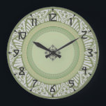 Sage Green Art Deco Large Clock<br><div class="desc">In cool grays and greens with an art deco design,  this clock will give you a unique touch in your own home.</div>