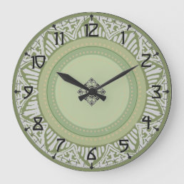 Sage Green Art Deco Large Clock