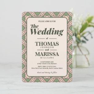 Sage Green Art Deco Wedding Invitation QR Code